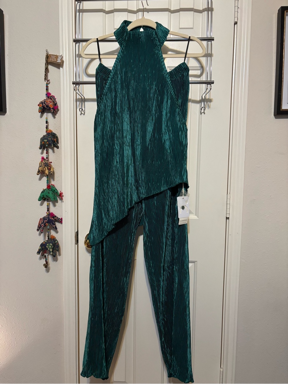 Commense Teal Pleated Halter Set
